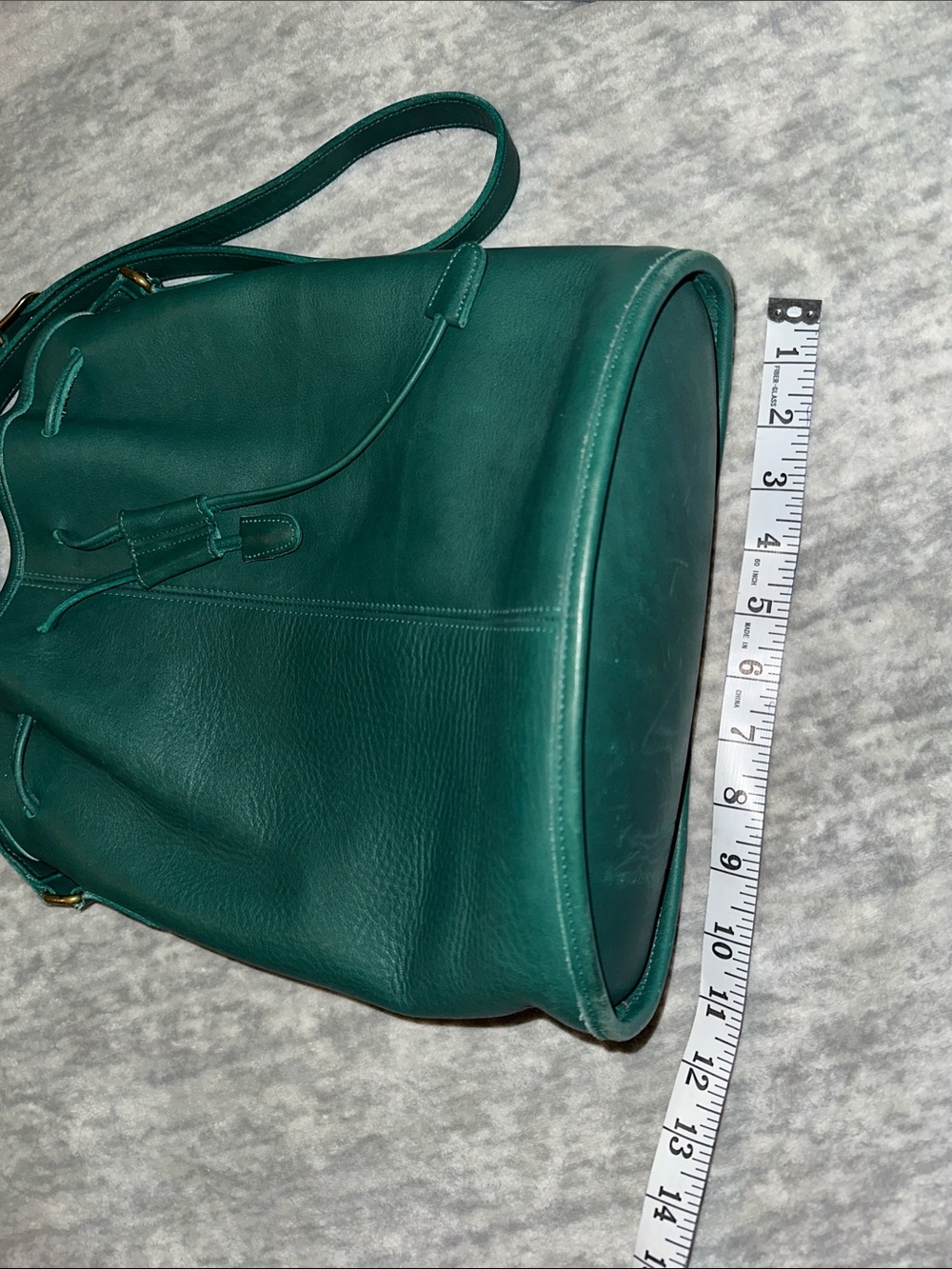 Coach Dark Green Pebble Leather Drawstring Crossbody - Picture 9 of 10